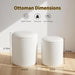 Round Storage Ottoman Set of 2 with Reversible Tray Lid—Multi-Functional Boucle Footrest, Vanity Stool, Sturdy Coffee Table for Living Room, Bedroom, Entryway (White)