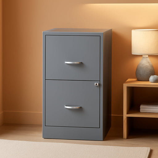 2-Drawer File Cabinet, 14.2" X 18" X 24.5", Silver
