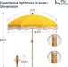 7Ft Fringe Beach Umbrella with Sand Anchor Outdoor Patio, UPF 50+, Yellow