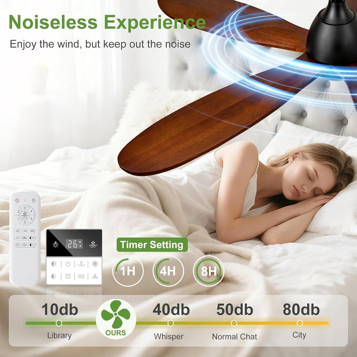 52Inch EnergySaving SolidWood Ceiling Fan Remote Lights