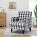 Luxurious Upholstered Blue Checkerboard Club Chair