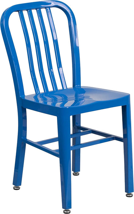 Gael Commercial Grade 2 Pack Blue Metal Indoor-Outdoor Chair