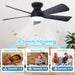 Modern Ceiling Fan with Light: 42-Inch Black Small Fans for Bedroom Indoor Outdoor - Dimmable Low Profile Ceiling Fans with Remote Control Flush Mount 5 Reversible Black Blades 6 Speeds Timer
