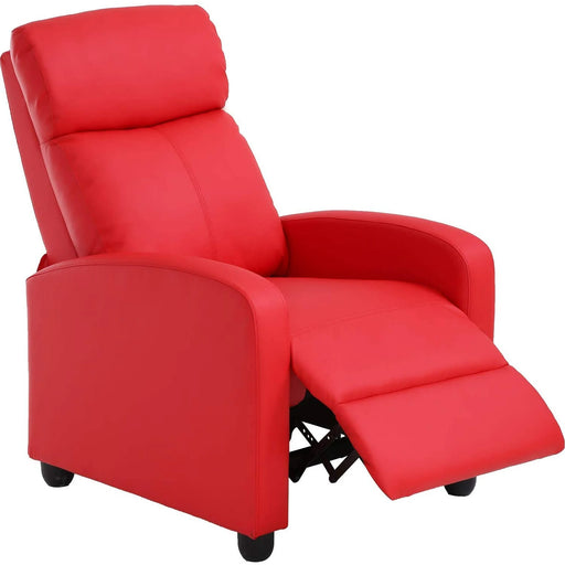 Modern for Living Room Recliner Sofa Reading Chair Winback Single Sofa Theater Seating Lounge with PU Leather Padded Seat Backrest,Red