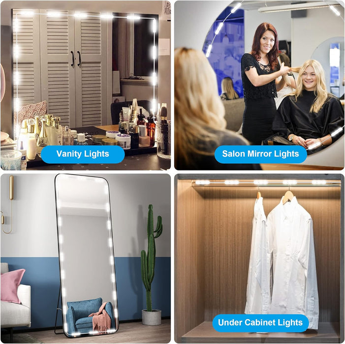 Hollywood Glam Led Vanity Lights Kit, 14Ft Dimmable Mirror Lights, Full Body & Bathroom Lighting, Plug in Floor Light with Power Supply (Mirror Not Inlcuded)