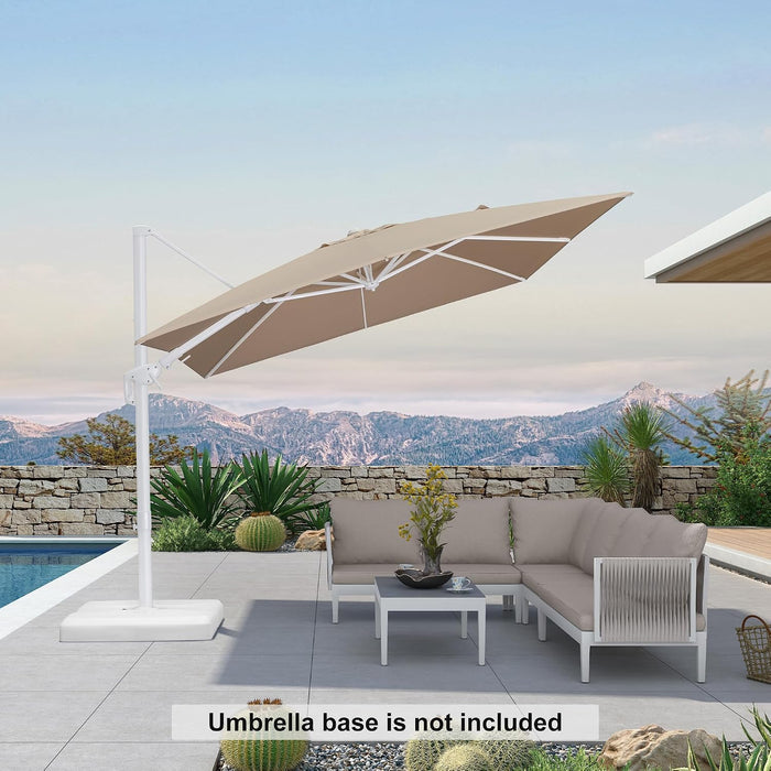Cantilever White Umbrella 9' X 12' Left and Right Tilt, Beige