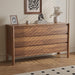 Walnut 6 Drawers Dresser for Bedroom, 47.2" Wide Mid Century Modern Chest of Drawers with 4 Solid Wood Cylindrical Legs and Large Storage Space, Large Dresser for Bedroom