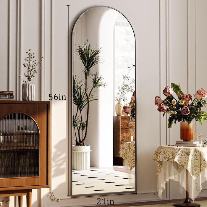 Arched Full Length Mirror 56"X21" Leaning Hanging Decor Black