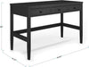 Rhett Home Office Desk with 3 Drawers and Tapered Legs in Black with Oil Rubbed Bronze Hardware