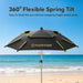 Patio Umbrella with Exclusive Black Coating, 7.2Ft/7.8Ft Heavy-Duty Double-Layer Nylon Canopy, Adjustable Tilt Sun Shade Outdoor Table Umbrella, UV Protection & Carry Bag for Beach, Fishing, Backyard