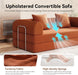 79 Inch Convertible Sofa Bed Orange CorduroyPillows
