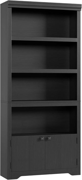 Black 69 Inch Tall Farmhouse Bookshelf OpenDisplayShelf
