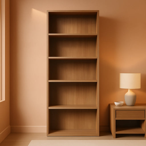 Beginnings 3-Shelf Bookcase, Bookshelf with Adjustable Storage Shelves, 24.57" L X 11.5" W X 71.181" H, Highland Oak