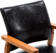 Mid-Century Dining Side Chair with Faux Leather Seat in Black, Arm Chair in Walnut