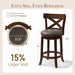 26 Inch Swivel Bar Stools Set of 2, Counter Height Stools | Rustic Wooden Barstools with Back & Solid Wood Legs, Faux Leather Bar Chairs for Kitchen Island, Dark Cherry