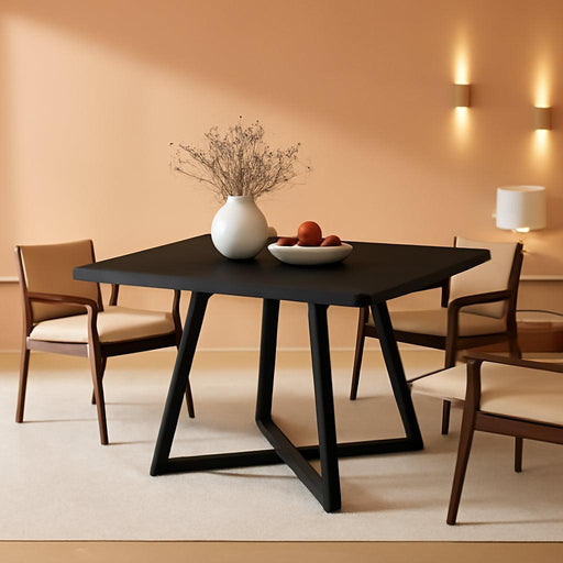 Square Dining Table for 2, 31.5" Industrial Dinner Table with Metal Base, Kitchen Table for Dining Room, Small Space, Apartment