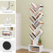 9 Tier Tree Bookshelf, Tall Bookcase with Drawer, Wood Book Shelf, Modern Floor Standing Bookshelves, Book Organizer Shelves for Bedroom, Living Room, Home Office, White