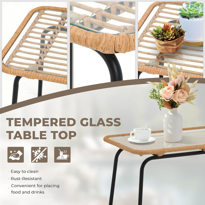 4 Piece Outdoor Patio Furniture Set, Rattan Conversation Sets, All-Weather Wicker Chairs with Cushions and Coffee Table, for Garden Balcony Courtyard Poolside