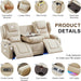 RV Power Loveseat Recliner Sofa, Leathaire Fabric 3-Seater Wall Hugger Reclining Sofa, Home Theater Seating Chair with Cup Holders, 3 Person Couch RV Furniture for Living Room, Beige
