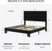 Full Platform Bed Frame with Velvet Upholstered Headboard, Mattress Foundation with Strong Wooden Slats Support, No Box Spring Needed, Black
