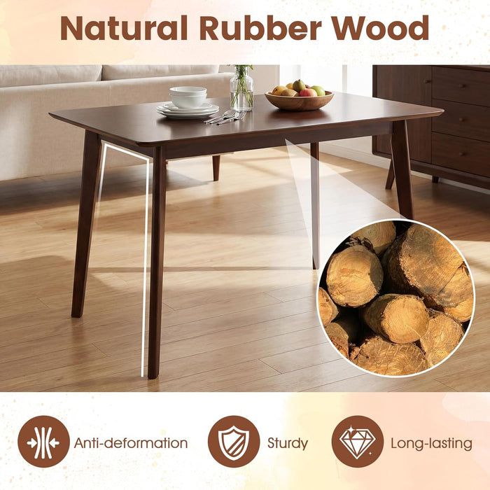 47Inch Walnut Rubber Wood Dining Table Rectangular