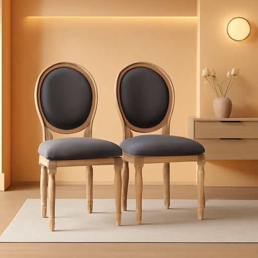 Upholstered Dining Chair Set of 2, French-Style Armless Accent Chairs with Back and Thick Padding, Gray