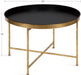 Celia Modern round Coffee Table; 28 X 28 X 19; Black and Gold; Coffee Table for Living Room Decor; Storage; and Display
