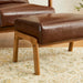 Rectangle Ottoman Bench, Modern Coffee Leatherette Footstool with Walnut Rubberwood Legs for Living Room, Bedroom