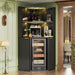 71-Inch L-Shaped Bar Cabinet Fridge Space Freestanding