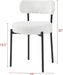 Modern Dining Room Chairs, Mid-Century round Upholstered Boucle Kitchen Dining Chairs with Black Metal Legs (2, White)