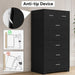 47.3" Tall Dresser with Charging Station Wooden 7 Drawer Dressers for Bedroom Chest of Drawers with Sliding Rails for Home Office Entryway Black