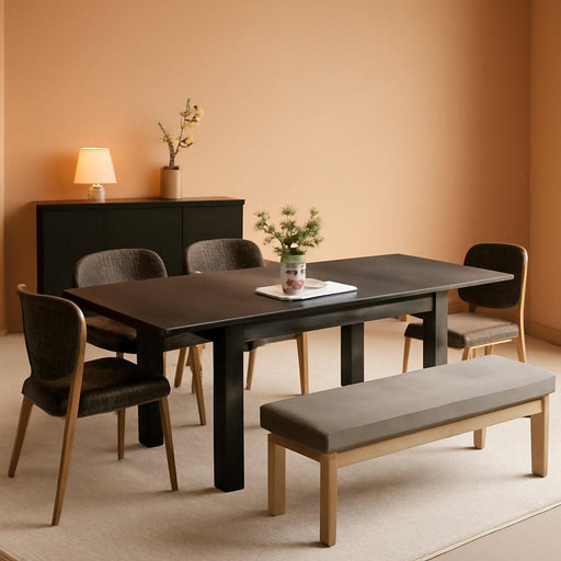 Extendable Dining Room Table for 6-10 Person - Plank and Beam Farmhouse Large Rectangular Kitchen Tables for Living Meeting Room (Onyx Black)