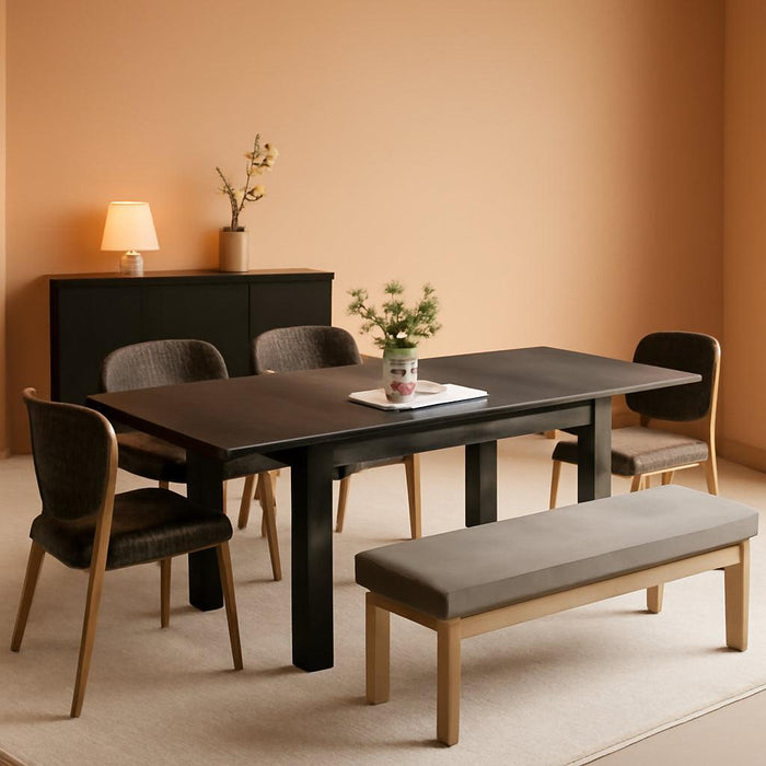 Extendable Dining Room Table for 6-10 Person - Plank and Beam Farmhouse Large Rectangular Kitchen Tables for Living Meeting Room (Onyx Black)