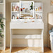 Compact White Vanity Desk With Dimmable Illumination