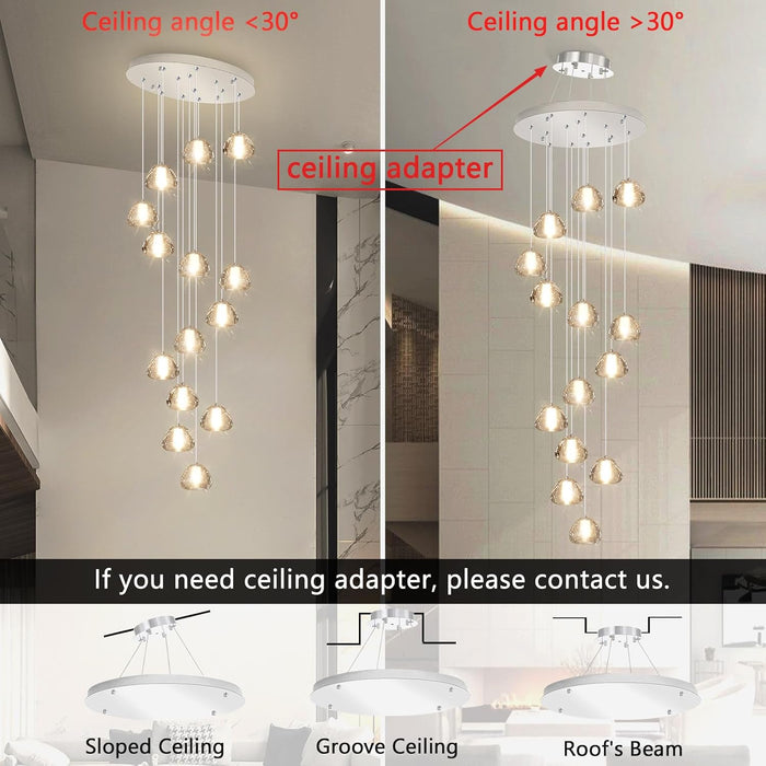 14-Light Gold Chandelier For High Ceiling Hallways