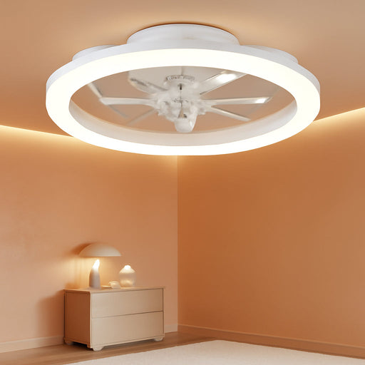 20 Inch Low Profile Ceiling Fans with Lights and Remote, Dimmable Modern Fan Light(3000K-6000K), 6 Speed, Reversible, APP & Remote Control, Flush Mount Ceiling Fan for Bedroom, White