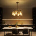 Brushed Nickel Six Light Farmhouse Chandelier Glass