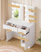 Lighted Makeup Vanity Desk, 35.4“W X 15.7'”D X 54“H, White (With Lights and Mirror, Dimming Function, 2 Drawers and 1 Cabiniet, Open Shelves) by Boahaus