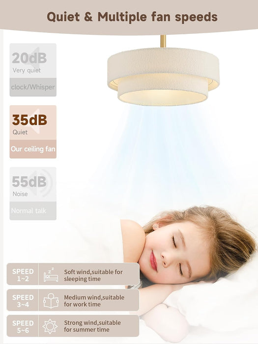 Boho Ceiling Fan with Light, Caged Fabric Fandelier Rattan Chandelier Fan
