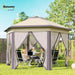 13' X 13' Pop up Gazebo, Hexagonal Canopy Shelter with 6 Zippered Mesh Netting, Event Tent with Strong Steel Frame for Patio Backyard Garden Wedding Party, Coffee and Beige