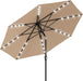 9FT Patio Umbrella with Solar Lights, 32 Lighted Pool Umbrella W/Tilt and Crank, Outdoor Market Solar Umbrellas for Garden, Deck, Backyard, Pool and Beach, Beige