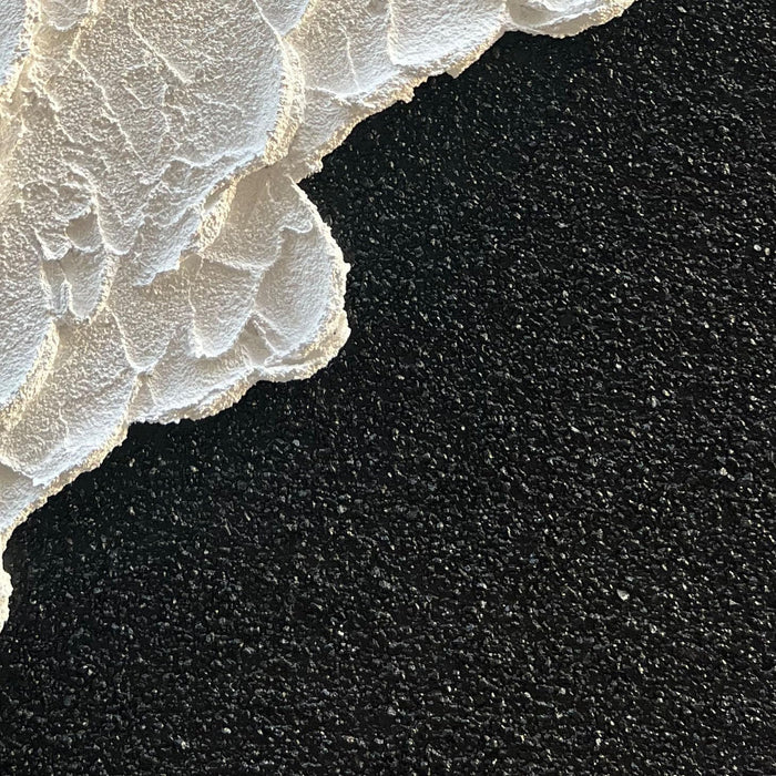 Handcrafted Thick Texture Black and White Abstract Canvas Art Ocean Wave Beach Landscape Oil Painting Home Wall Art Deco Oil Painting 24X36 Inches