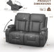 Loveseat Recliner Sofa, 2 Seater Reclining Loveseat Sofa, PU Leather RV Loveseat Couch, Modern Recliner Chair for Living Room, with Cup Holder and 2 Cell Phone Holder, USB Ports, Gray