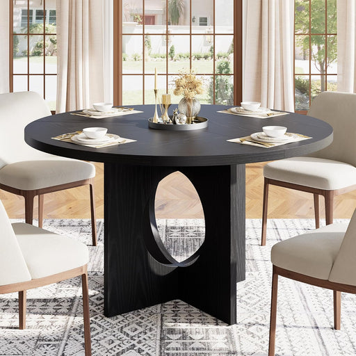 47 Inch CircularLayout Dining Table Black SpaceSaving