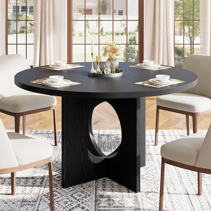 47 Inch CircularLayout Dining Table Black SpaceSaving