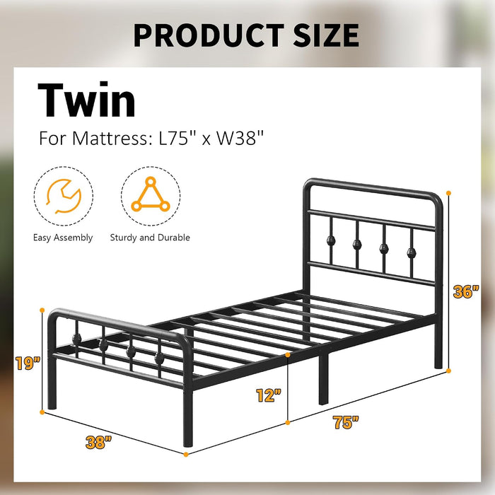 12 Inch Twin Bed Frames with Headboard and Footboard