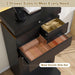 51" Tall Black Dresser 7 Drawer with LED Lights & Charging Station