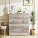 Grey 5 Drawer Dresser for Bedroom, Modern Wood Dresser Chest of Drawers, Rustic Bedroom Dressers Clothes Organizer, Anti-Tipping Device, Rose Gold Metal Handle, Living Room, Entryway, Office