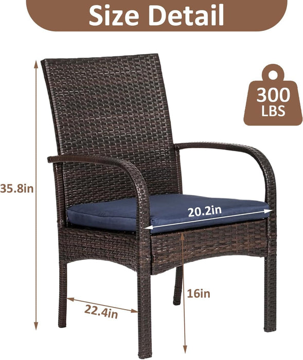 Outdoor Wicker Rattan Chairs Patio Furniture Sets with Cushions, 350Lbs Capacity, All-Weather Rattan Sofa Set for Garden, Porch, Backyard, 6PCS, Brown