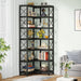 7-Shelf Corner Bookshelf,Large Modern Corner Bookcase, 7-Tier Tall Corner Shelf Storage Display Rack with Metal Frame for Living Room Home Office (Black)